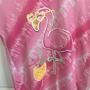 Nwt pink, tie-dye, flamingo shirt with matching shorts